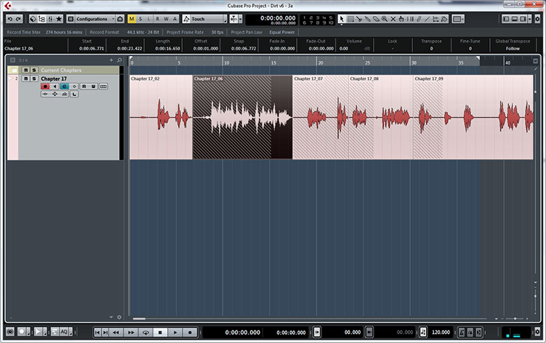 A highlighted block in Cubase