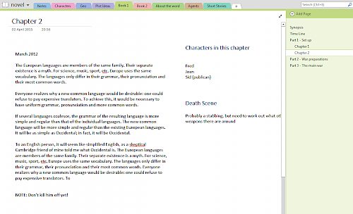 Using Onenote for your Novel